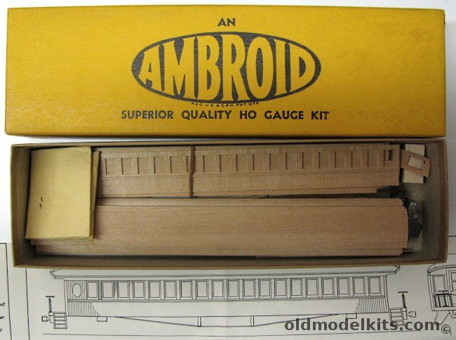 Ambroid 1/87 Open Platform Wooden 61' Combination Passenger Coach - Boston and Maine - HO Craftsman Kit plastic model kit